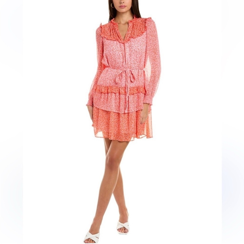 NWT Draper James Brandi Tie Waist Dress Orange Chiffon Size XXL